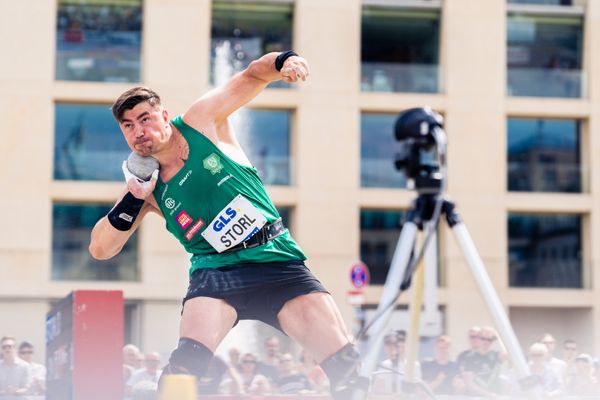 David  Storl (SC DHfK Leipzig) beim Kugelstossen waehrend der deutschen Leichtathletik-Meisterschaften auf dem Pariser Platz am 24.06.2022 in Berlin